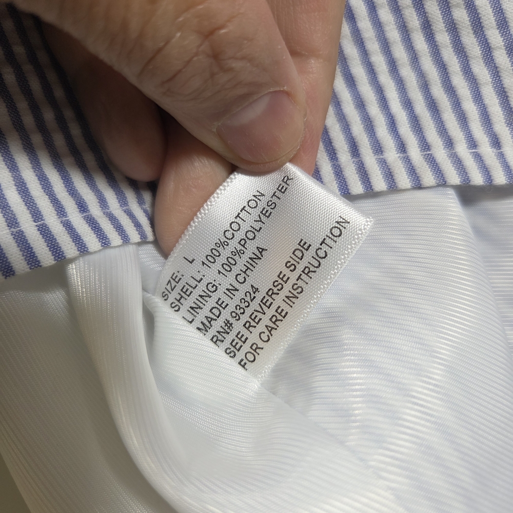 Saddlebred Vest Men's White and Blue Pinstripe Vest Cotton Large Business Casual - Picture 5 of 9